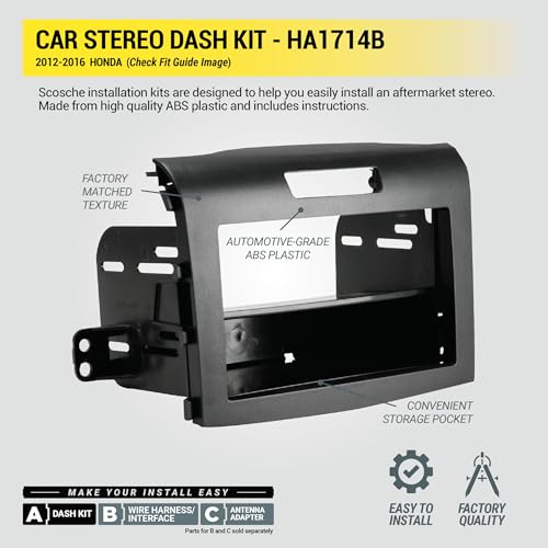 Scosche HA1714B Double DIN or Single DIN with Pocket Radio Installation Dash Kit Compatible with 2012-2016 Honda CR-V Vehicles - Aftermarket Car Stereo Install Kit Radio Bracket - See Fit Guide Image - Image 5