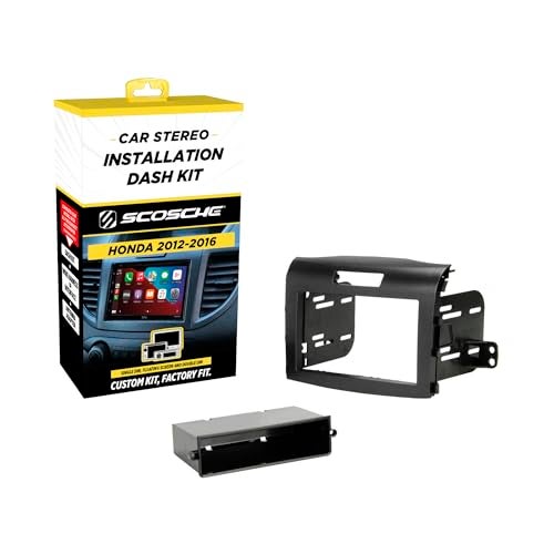 Scosche HA1714B Double DIN or Single DIN with Pocket Radio Installation Dash Kit Compatible with 2012-2016 Honda CR-V Vehicles - Aftermarket Car Stereo Install Kit Radio Bracket - See Fit Guide Image - Image 1