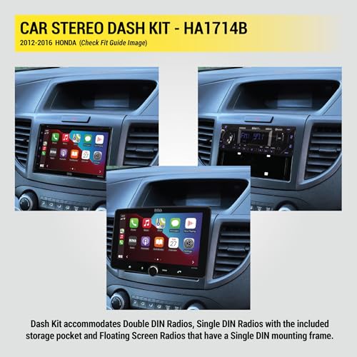 Scosche HA1714B Double DIN or Single DIN with Pocket Radio Installation Dash Kit Compatible with 2012-2016 Honda CR-V Vehicles - Aftermarket Car Stereo Install Kit Radio Bracket - See Fit Guide Image - Image 4