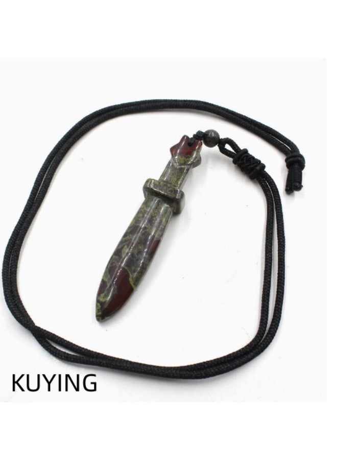 KUYING Natural Crystal Sword Pendant Necklace | Personalized Arrow Wound Collarbone Chain - Image 2