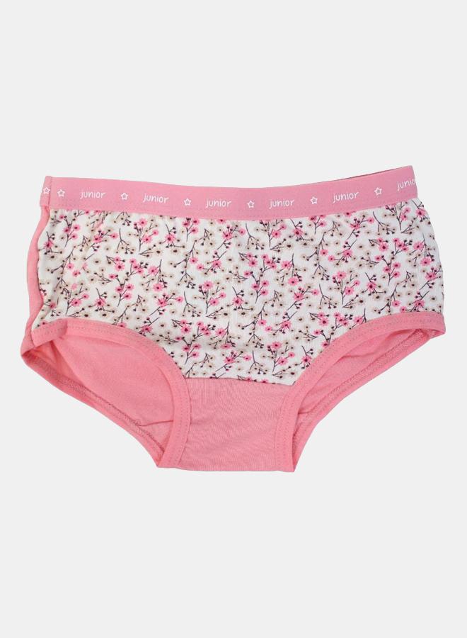 جونيور شورت داخلي بناتي قطن – وردي بنقشة زهور - Image 1