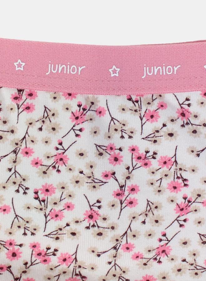 جونيور شورت داخلي بناتي قطن – وردي بنقشة زهور - Image 3