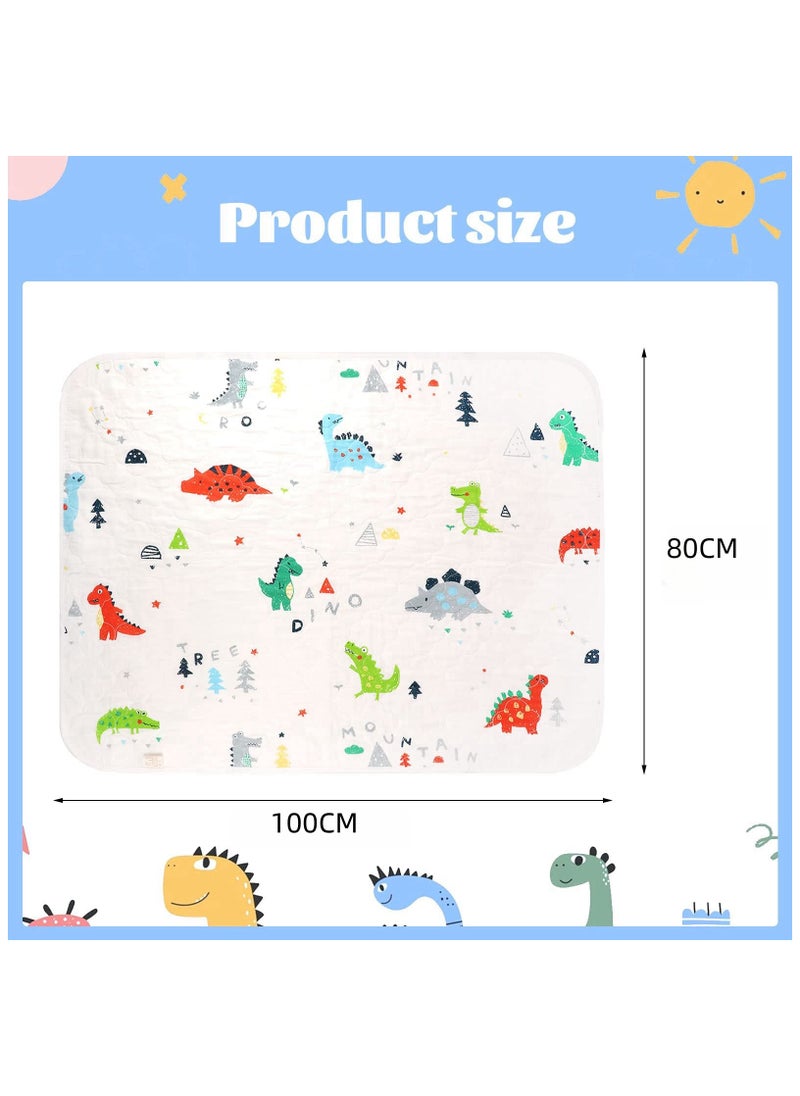 Mr. Penda Waterproof Bed Pad with 100% Cotton Top, 80x100cm Washable Reusable Mattress Protector Incontinence Pad Bed Cover for Baby, Toddler, Children, Adults, Dinasour  - Image 2