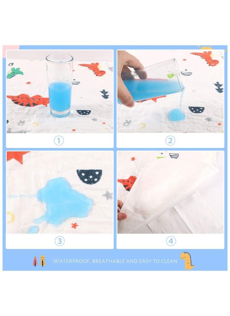 Mr. Penda Waterproof Bed Pad with 100% Cotton Top, 80x100cm Washable Reusable Mattress Protector Incontinence Pad Bed Cover for Baby, Toddler, Children, Adults, Dinasour  - Image 5