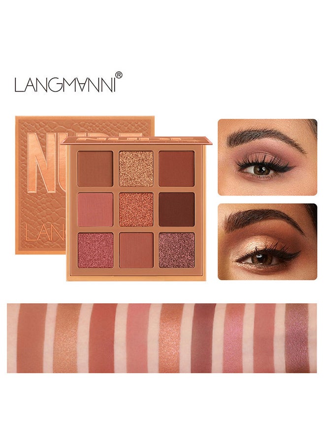 LANGMANNI - 9 Shades of Eye Shadow Palettes Makeup Eye Shadow Palettes Pink Eye Shadow Wine Red Eye Shadow Waterproof Long Lasting Natural Mixing Pigment Makeup - Image 1