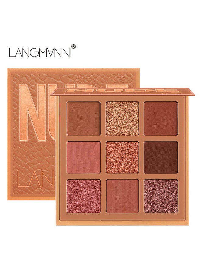 LANGMANNI - 9 Shades of Eye Shadow Palettes Makeup Eye Shadow Palettes Pink Eye Shadow Wine Red Eye Shadow Waterproof Long Lasting Natural Mixing Pigment Makeup - Image 1