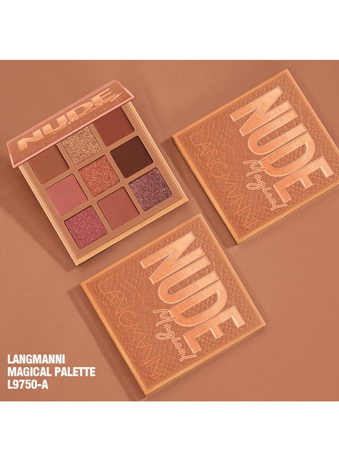 LANGMANNI - 9 Shades of Eye Shadow Palettes Makeup Eye Shadow Palettes Pink Eye Shadow Wine Red Eye Shadow Waterproof Long Lasting Natural Mixing Pigment Makeup - Image 1