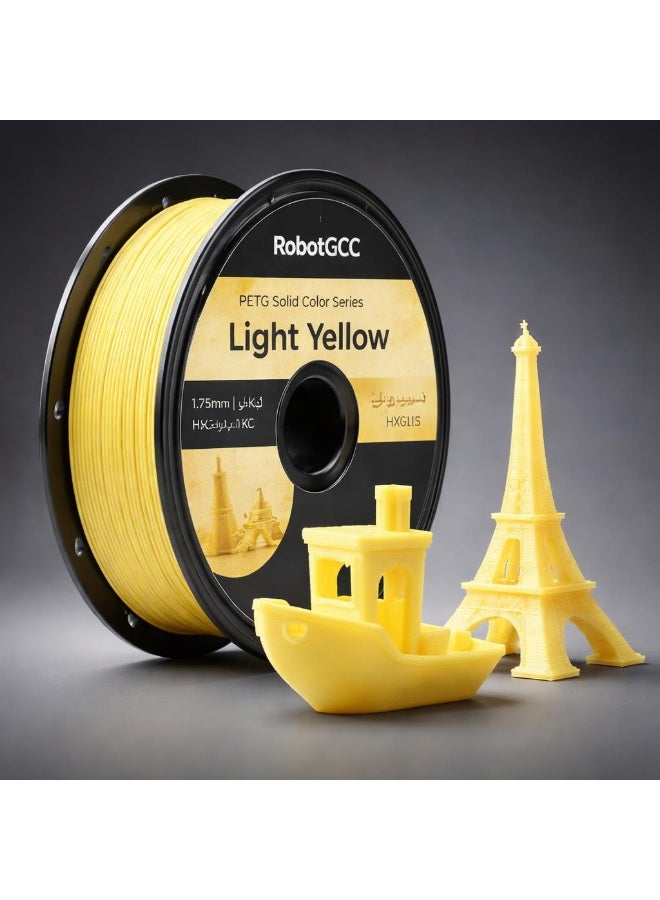 robotgcc PETG Light Yellow 3D Printing Material 1.75mm 1KG Soft Bright Color High Strength Durable Smooth Extrusion Low Warping Strong Layer Adhesion Chemical Resistance Easy Print for FDM 3D Printer Prototyping Engineering Models Creative Design - Image 2