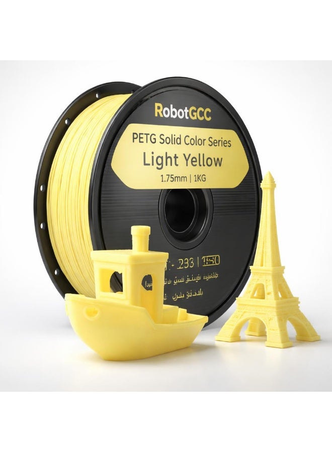 robotgcc PETG Light Yellow 3D Printing Material 1.75mm 1KG Soft Bright Color High Strength Durable Smooth Extrusion Low Warping Strong Layer Adhesion Chemical Resistance Easy Print for FDM 3D Printer Prototyping Engineering Models Creative Design - Image 1