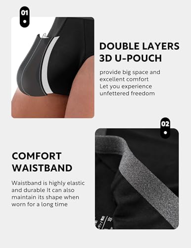 DAVID ARCHY Men's Underwear Briefs Rayon Made from Bamboo Wicking-Moisture Support Pouch Soft Underwear for Men 4 or 7 Pack (L, Black) - Image 4
