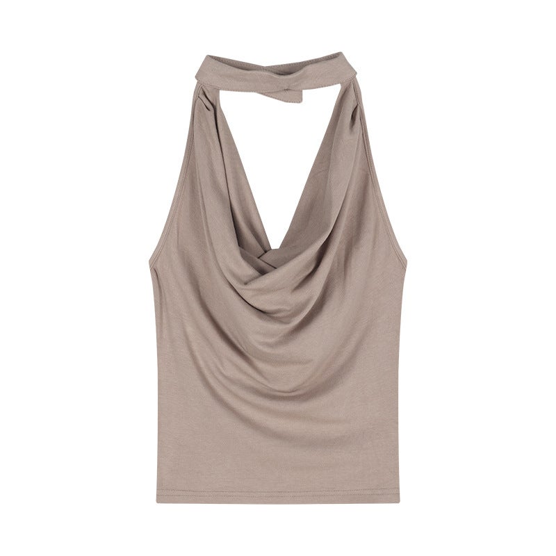 [Factory Source Straight Hair] Fashionable Swing Neck Halter Vest Slim-Fit Slimming Sleeveless Backless Top - Image 1