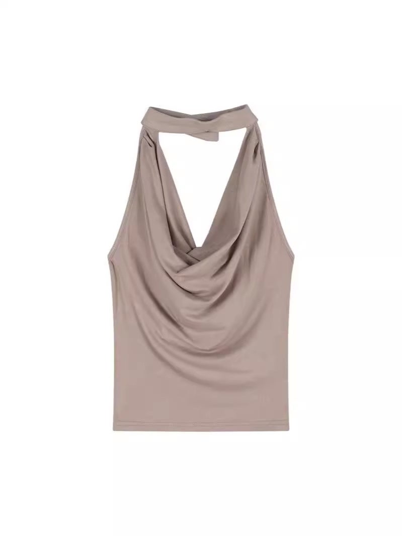 [Factory Source Straight Hair] Fashionable Swing Neck Halter Vest Slim-Fit Slimming Sleeveless Backless Top - Image 3