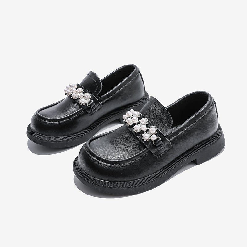 Girls' Shoes Student Black Leather Shoes 2025 Spring & Fall New Baby Soft-Soled British Style Kidsren'S Performance Princess Shoes - Image 1