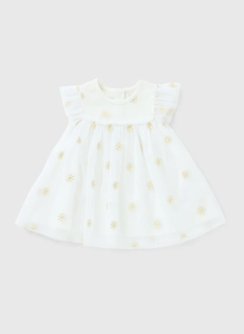ماتلان Baby Cream Flower Dress Mesh Dress