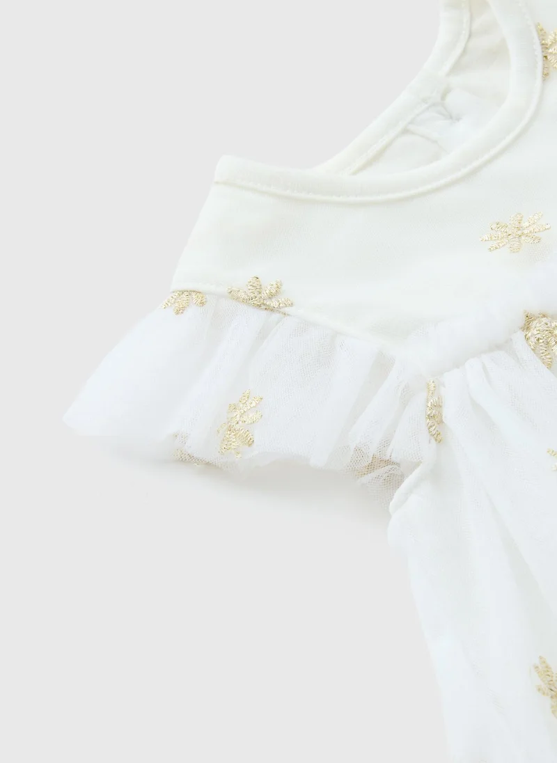ماتلان Baby Cream Flower Dress Mesh Dress
