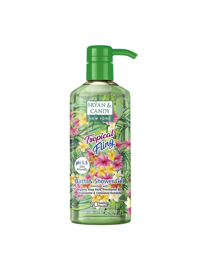BRYAN & CANDY Tropical Fling Bath And Shower Gel Enriched With Organic Aloe Vera Pro Vitamin B5 Chamomile Calendula Extracts Skin Friendly Ph 5.5 All Skin Types 500 Ml (Pack Of 1) - Image 1