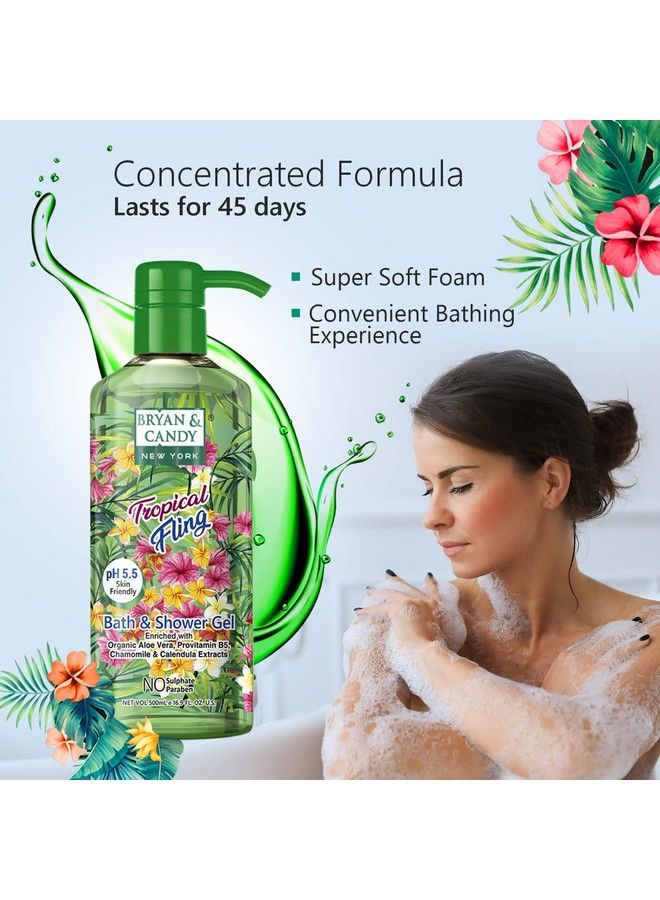 BRYAN & CANDY Tropical Fling Bath And Shower Gel Enriched With Organic Aloe Vera Pro Vitamin B5 Chamomile Calendula Extracts Skin Friendly Ph 5.5 All Skin Types 500 Ml (Pack Of 1) - Image 5
