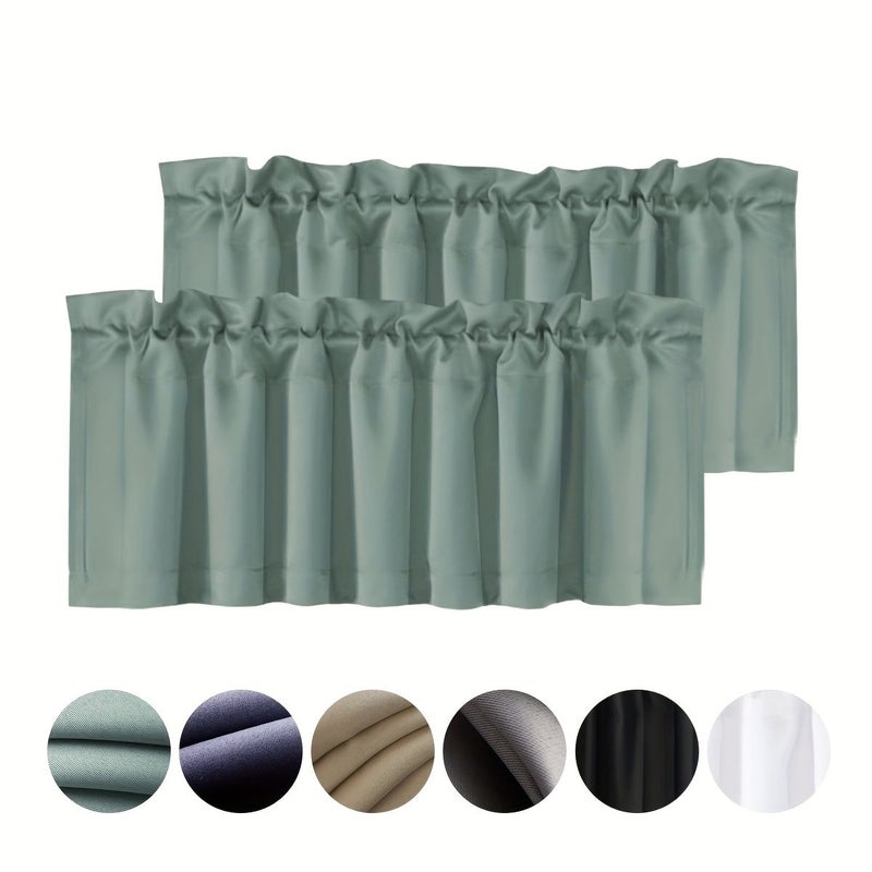 2 Pack Modern Black Curtains 62 by 18 Inch Blackout Set - Image 1