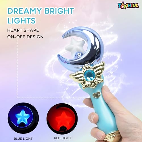 Toyshine عصا سحرية كهربائية من تويشاين على شكل قمر مع أضواء متلألئة وموسيقى للأطفال من 3 سنوات فما فوق - زرقاء - Image 2
