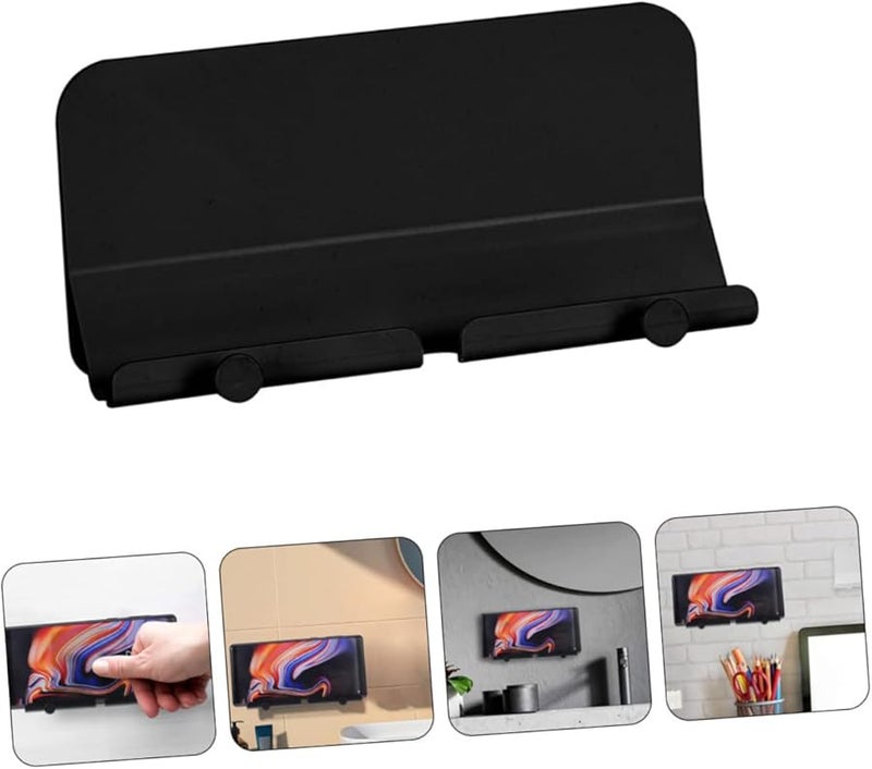 Mikikit Wall Mount Phone Holder Adhesive Hook Charging Stand For Smartphones Tablets Black - Image 4