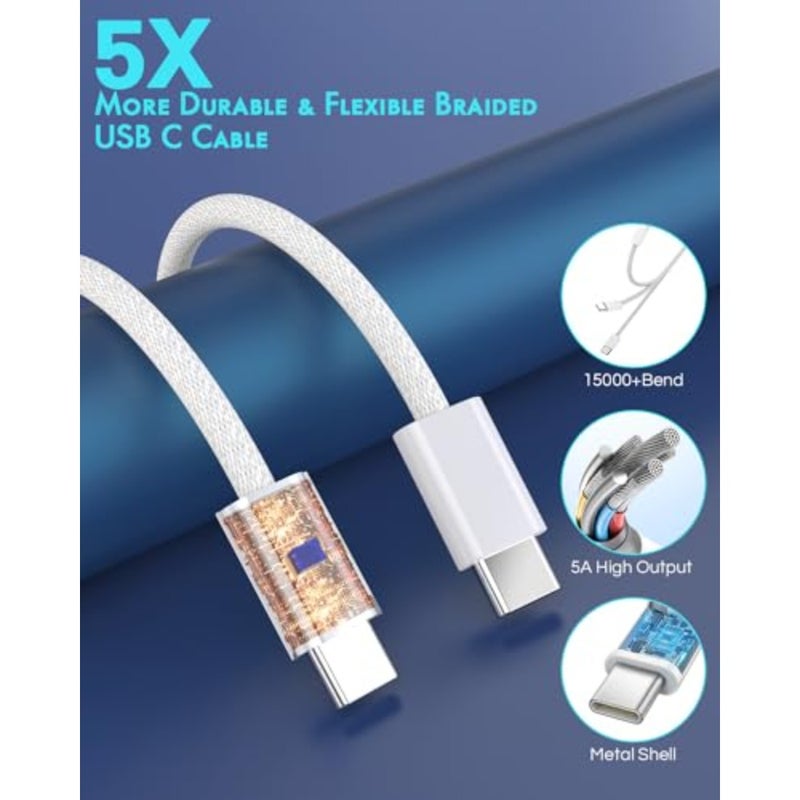 iPhone 17 Car Charger, 2Pack Dual Port USB C Fast Car Charger Type C Rapid Charging Adapter with 2Pack USB C to C Nylon Braid Cable Woven Cord Fast Charging for iPhone 17/17 Pro/16/16 Pro Max/iPad - Image 4