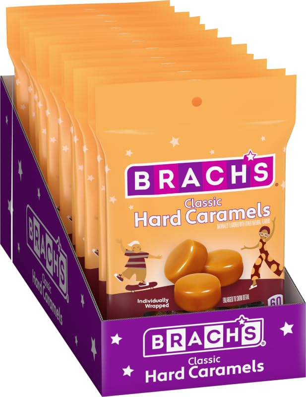 Brach's Brachs Nips Caramel Flavored Hard Candy Individually Wrapped Candies 325 Ounce Bags Pack of 12 - Image 1