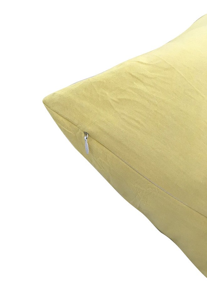 Evolive 100% Cotton Pre-Washed Body Pillow Cover/Case 21"x 54" with Zipper Closure (Yellow, 21" x54) - Image 2