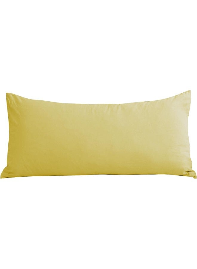 Evolive 100% Cotton Pre-Washed Body Pillow Cover/Case 21"x 54" with Zipper Closure (Yellow, 21" x54) - Image 1