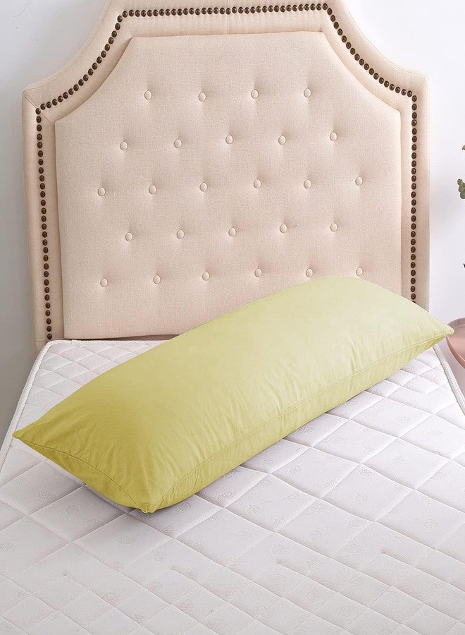 Evolive 100% Cotton Pre-Washed Body Pillow Cover/Case 21"x 54" with Zipper Closure (Yellow, 21" x54) - Image 4