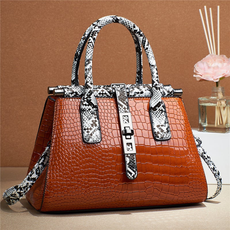 Snake Pattern Bright Leather Handbag Fashion Women'S Shoulder Crossbody Women'S Bag Hair - Image 5