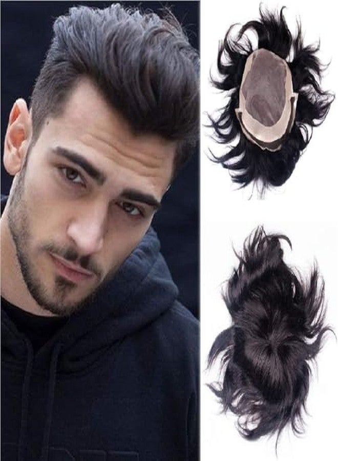 Pinaka Front Lace Hair Patch for Men, 100% Natural Human Hair Wig, Real and Discreet Hairline System, Undetectable Natural Black (8X6) - Image 1