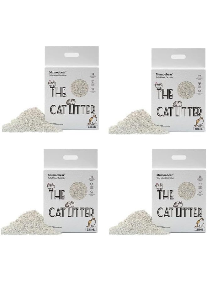 Mumoo Bear Tofu Cat Litter, Flushable Clumping Cat Litter Pellets, Pure Natural Pretty Dust-Free Kitty Litter, Low Tracking, Odor Free, Ultra Absorbent Cat Litter 6L, 2.5KG/bag, Pack of 4 - Image 1