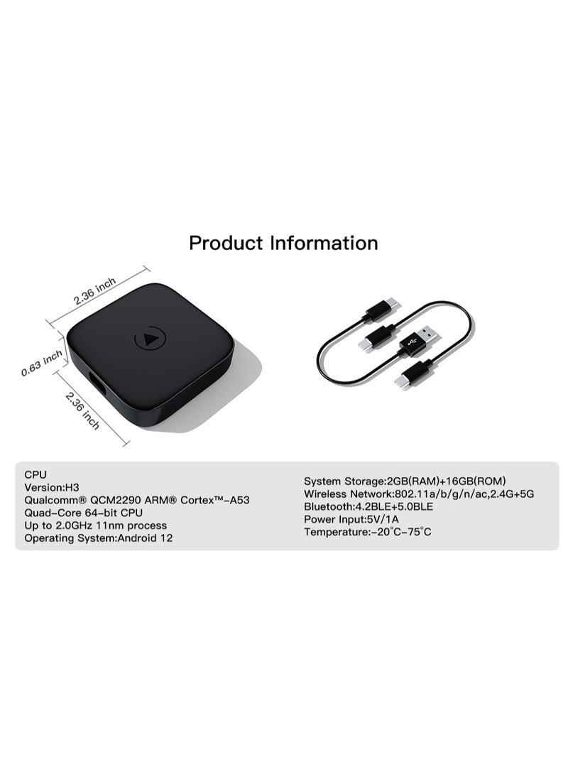 سي جي اس سى جى اس | محول اللاسلكي لـ CarPlay | تحويل CarPlay السلكي إلى لاسلكي - متوافق مع USB-C |  تشغيل فوري |  أسود - Image 2