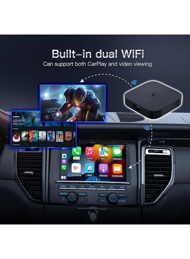 سي جي اس سى جى اس | محول اللاسلكي لـ CarPlay | تحويل CarPlay السلكي إلى لاسلكي - متوافق مع USB-C |  تشغيل فوري |  أسود - Image 3