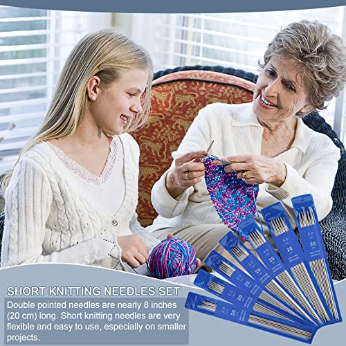 Aeelike 35pcs Short Knitting Needles Set Metal - Double Pointed Knitting Needles Stainless Steel Knitting Needles Double Ended with Case and Large-Eye Needles Stitch Markers Scissors Knitting Supplies - Image 2