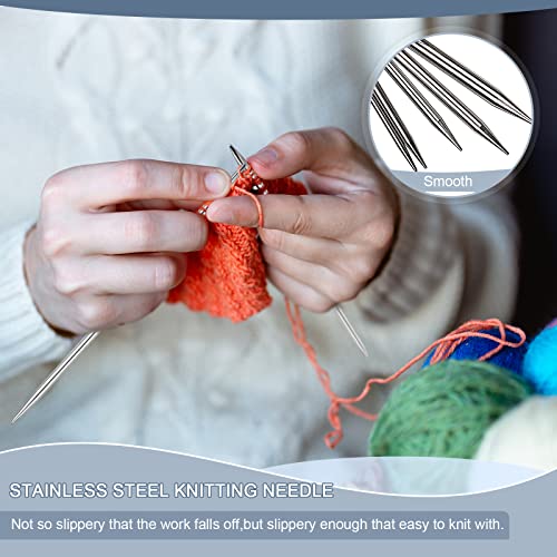 Aeelike 35pcs Short Knitting Needles Set Metal - Double Pointed Knitting Needles Stainless Steel Knitting Needles Double Ended with Case and Large-Eye Needles Stitch Markers Scissors Knitting Supplies - Image 4