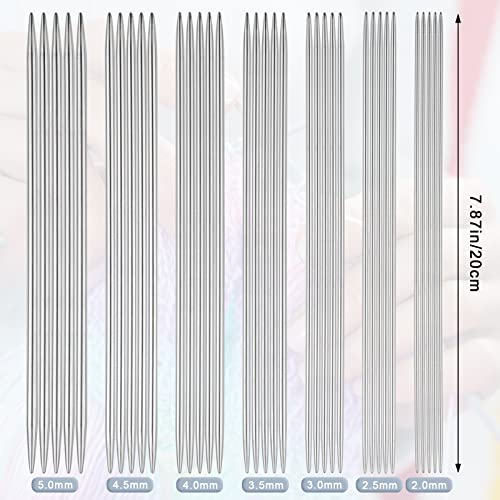 Aeelike 35pcs Short Knitting Needles Set Metal - Double Pointed Knitting Needles Stainless Steel Knitting Needles Double Ended with Case and Large-Eye Needles Stitch Markers Scissors Knitting Supplies - Image 3