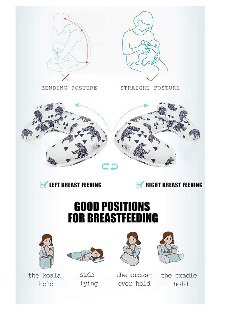 Gonice Newborn Breastfeeding Pillow 45°Angle Adjustable Pillow for Babies Nursing Baby Lounger Black Bear - Image 5