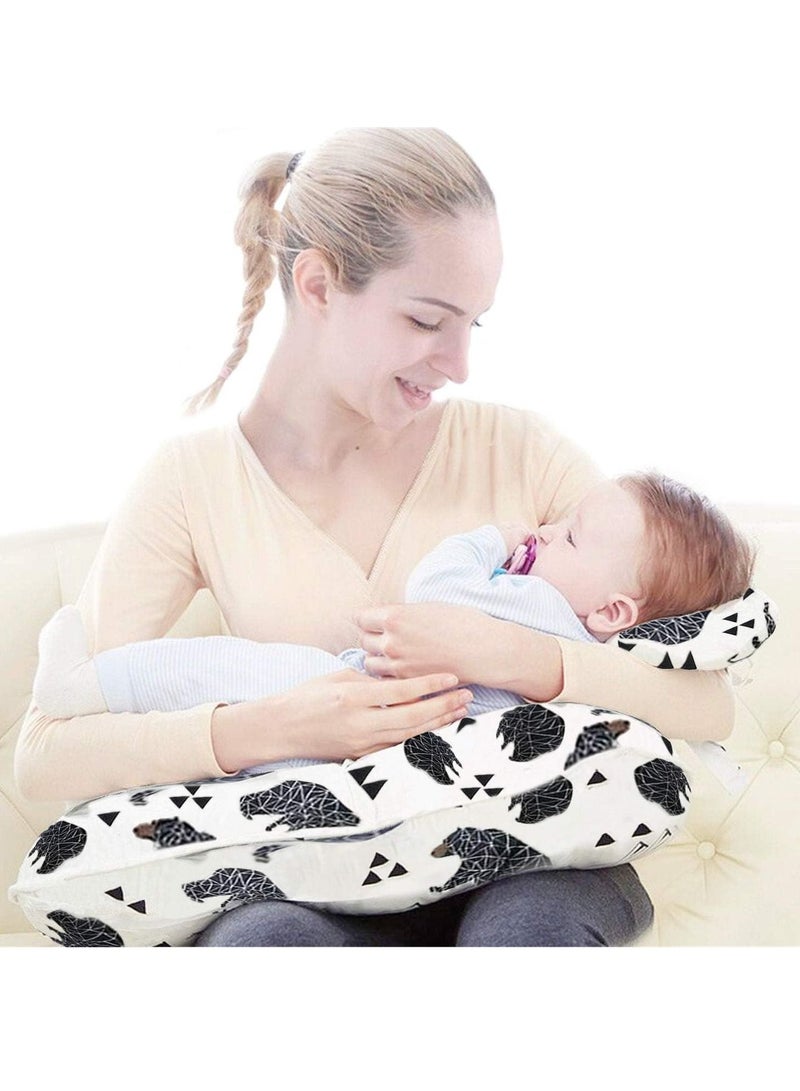 Gonice Newborn Breastfeeding Pillow 45°Angle Adjustable Pillow for Babies Nursing Baby Lounger Black Bear - Image 2