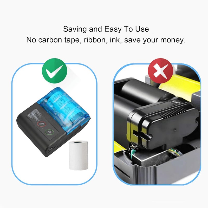 HURRISE Mini Thermal Photo Printer, Mini Sticker Printer Smart Pocket Inkless Thermal Printer, Portable Receipt Printer Pocket Inkless Thermal Printer - Image 2