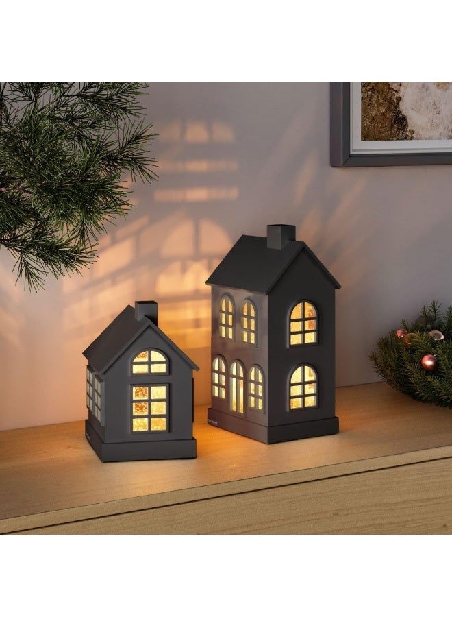 Sompex Glamor House Decorative LED Lamp Black – 11.5 x 16 cm | Festive Glitter Swirl Light with Continuous Motion, Warm 2300K Ambient Glow, Battery Operated Holiday Home Decor Night Lamp - Image 2