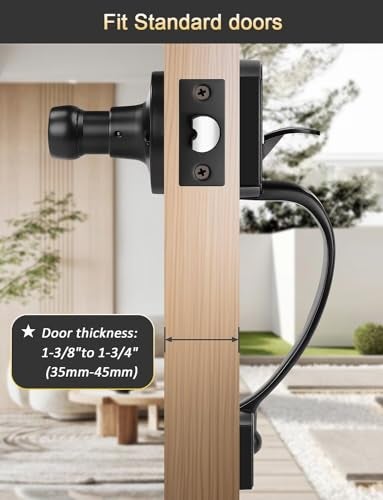 Tinewa Camelot Trim Lower Half Handleset, Matte Black Finish, Upgated Entry Door Handle with Accent Wave Door Lever for Electronic Keypad with Drop Interior Left Handed Lever - Image 5