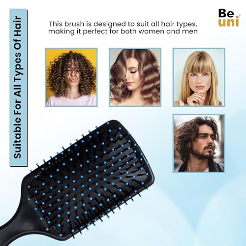 Beuni Premium Collection Mini Paddle Hair Brush For Men & Women Black Flexible Nylon Bristles With Ball Tips Gentle Scalp Massage Compact Travel Friendly Design Pack Of 1 - Image 5