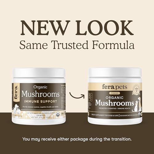 Fera Pets Mushroom Supplement for Dogs & Cats with Turkey Tail - USDA Organic - Cognitive and Immune Support - Enhances Liver Function - Supports a Healthy Gut - Powder - 120 Scoops - Image 2