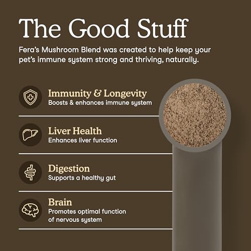 Fera Pets Mushroom Supplement for Dogs & Cats with Turkey Tail - USDA Organic - Cognitive and Immune Support - Enhances Liver Function - Supports a Healthy Gut - Powder - 120 Scoops - Image 3