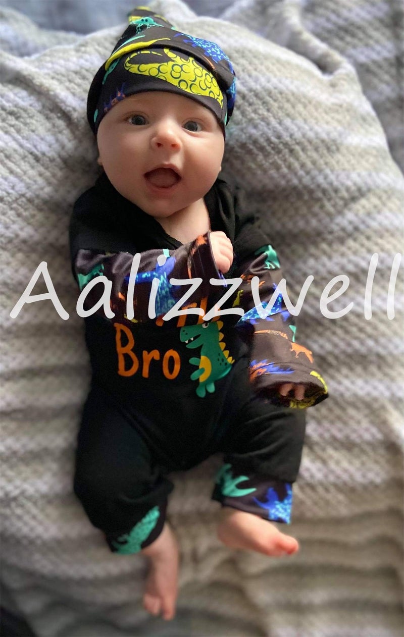 Aalizzwell Infant Baby Romper Toddler Pants Set Brother Matching Outfits Boys Clothes (Dinosaur-Romper, 3-6 Months) - Image 3