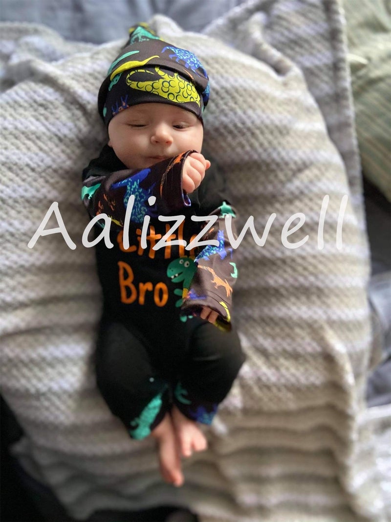 Aalizzwell Infant Baby Romper Toddler Pants Set Brother Matching Outfits Boys Clothes (Dinosaur-Romper, 3-6 Months) - Image 4