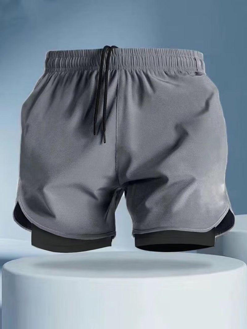 American Basketball Training Shorts Track And Field Running Marathon Quick-Drying Pants Sports Vacation Two-Piece Lined Swimming Trunks For Men - Image 2