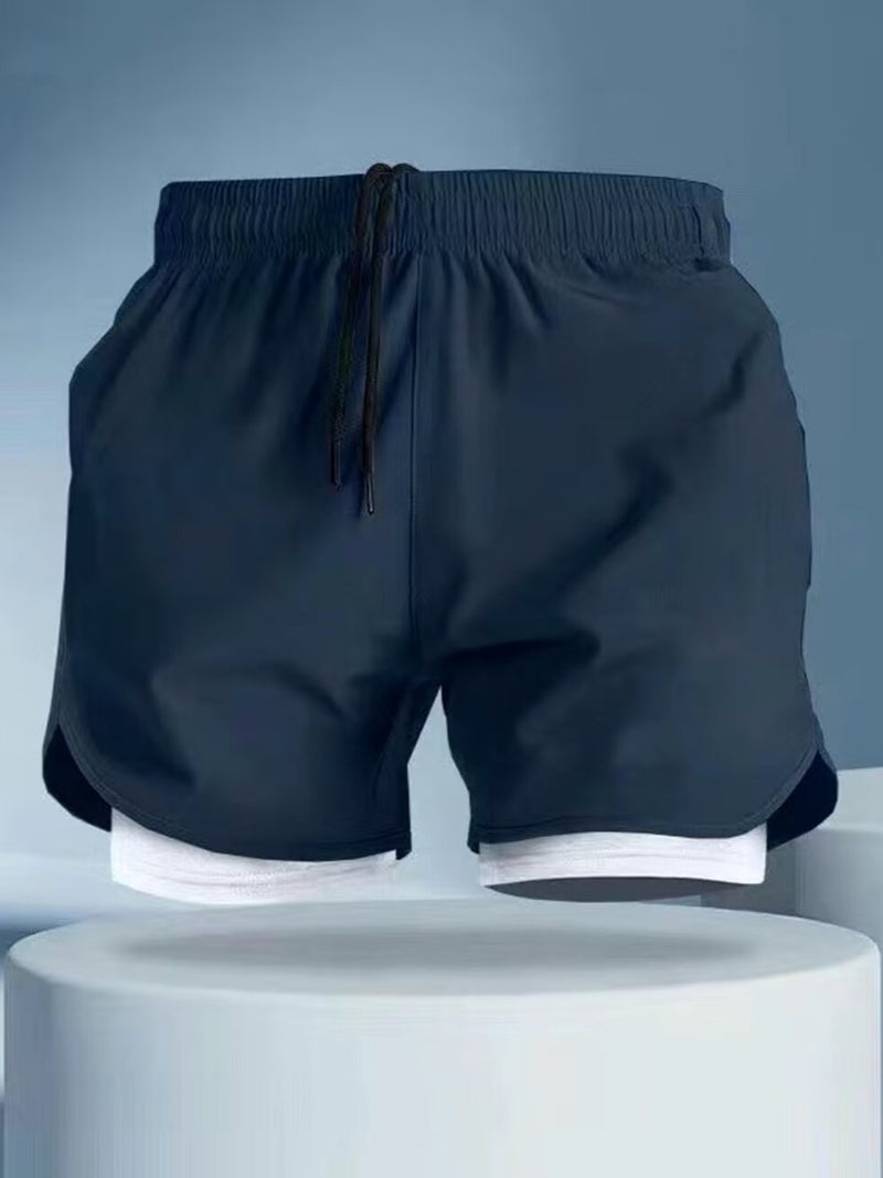 American Basketball Training Shorts Track And Field Running Marathon Quick-Drying Pants Sports Vacation Two-Piece Lined Swimming Trunks For Men - Image 3