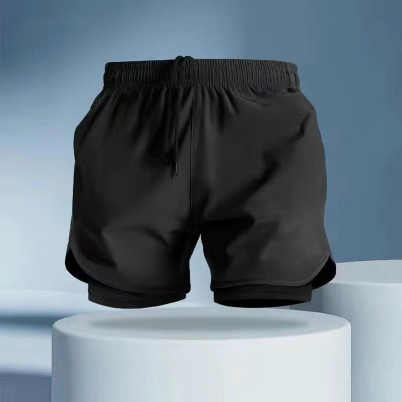 American Basketball Training Shorts Track And Field Running Marathon Quick-Drying Pants Sports Vacation Two-Piece Lined Swimming Trunks For Men - Image 1